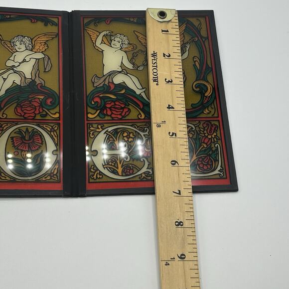 Vintage Yorkcraft Seriglass Christmas Decorative Faux Stained Glass 2 Panel - Picture 6 of 7